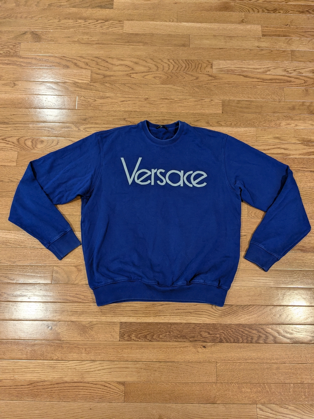 Versace Royal Blue Logo Crewneck Sweater Men's Medium